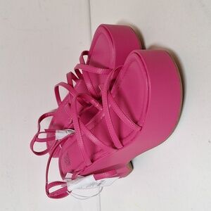 NEW! Women's Liza Strappy Platform Wedge Heels - Wild Fable, Vibrant Pink